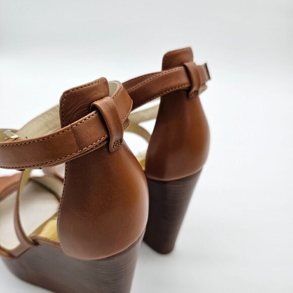Michael Kors Gabriella Leather Wedge Sandals, Tan brown, Size 5.5 - Picture 13 of 13
